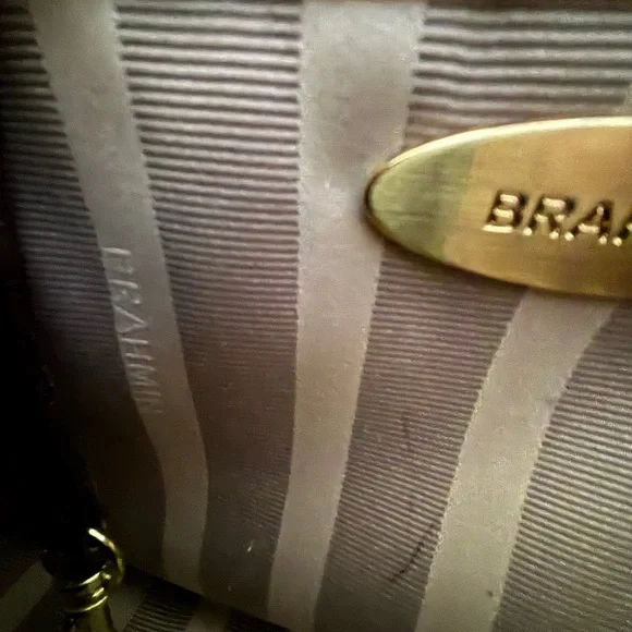 Brahmin Brown & Cream Croc-Embossed Satchel with Gold Hardware - Picture 8 of 9